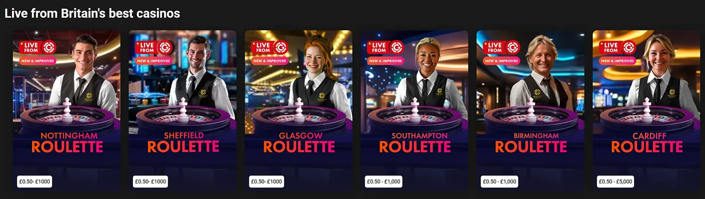Grosvenor Casino live section